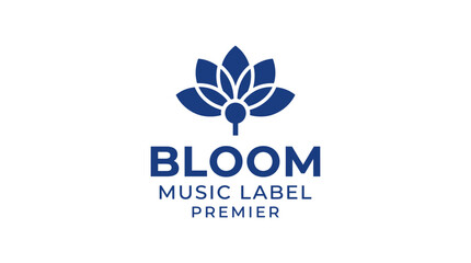 Obraz premium Blue lotus flower logo with text 