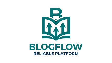 Open book with upward arrows and letter B logo © AR99