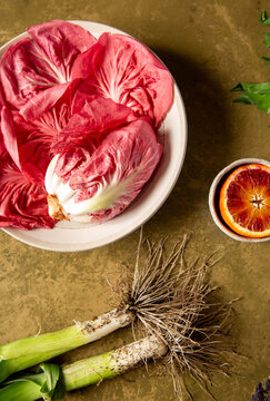 Radicchio, leeks and blood orange.