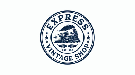Vintage train emblem graphic element for express shop with wings and smoke © AR99