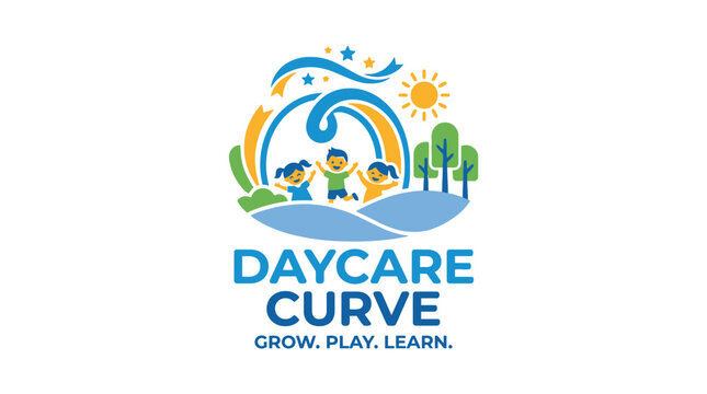 Cartoon children graphic element for a daycare logo with playful design
