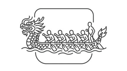 Dragon boat racing with rowing team line art icon © AGUS