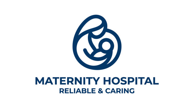 Maternity hospital logo with mother and child graphic element