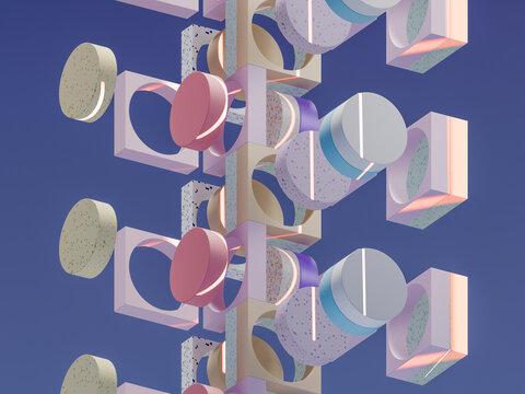 Colorful Geometric Shapes Stacked in a Creative Arrangement