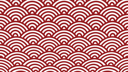 Japanese seigaiha red and white seamless wave pattern vector background © Robich Art
