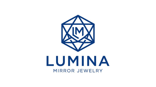 Geometric logo with initials LM and text Lumina Mirror Jewelry