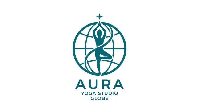Yoga Studio Globe Logo Vector Illustration