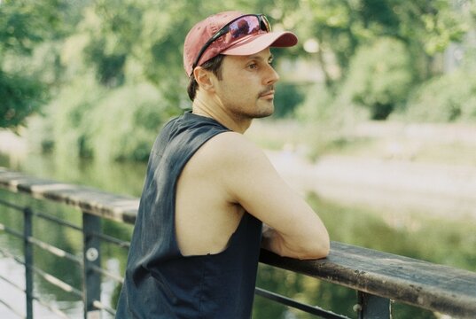 Man Gazing at Canal on 35mm Film