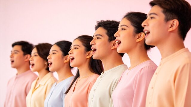 Group of people singing in a choir