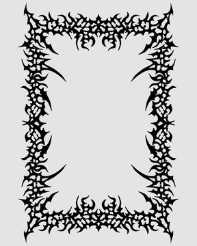 Tribal frame with sharp border design elements on plain background