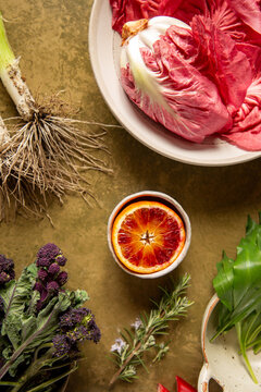 Fresh and vibrant citrus and vegetables. 