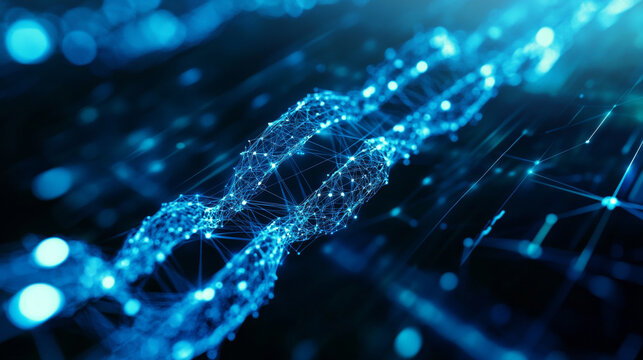 Abstract futuristic glowing blue technology network connecting data points in cyberspace
