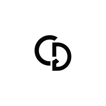 Interlocking black 'c' and 'd' letters forming a circular on white keywords: c, d, letters