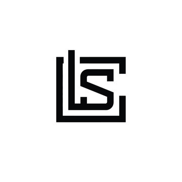 Black and white square with abstract 'ls' monogram, isolated