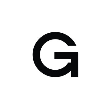 Bold black letter g on white background, simple geometric keywords: g, letter, alphabet