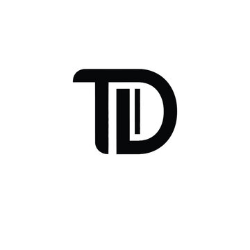 Modern monogram with interlocking letters t and d in black and white keywords: monogram, letter