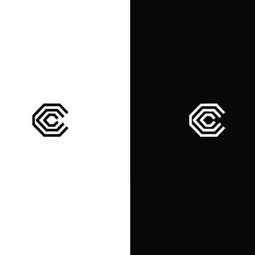 Geometric monogram letter c white and black contrast keywords: c, letter, monogram, geometric