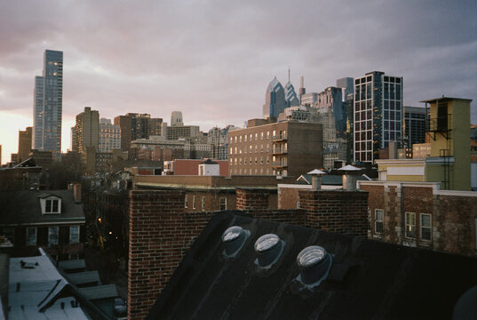 Sunset Philadelphia City Skyline film shot