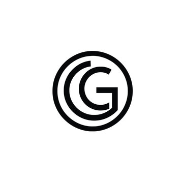 Bold black circular monogram featuring intersecting 'g' and 'c' letters