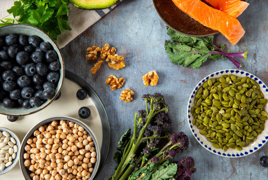 Overhead image of healthy produce.