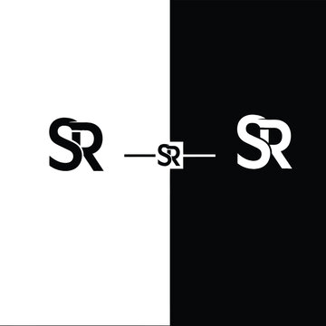Sr monogram in black and white on split background, keywords: sr, monogram, black, white, split