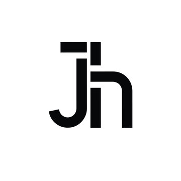 Black monogram combining letters j and h on white keywords: j, h, letters, alphabet, symbol