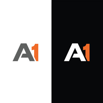 A1 with orange and gray on white and black backgrounds keywords: a1, symbol, letter, typography