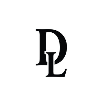 Black serif letters d and l overlapping on white background