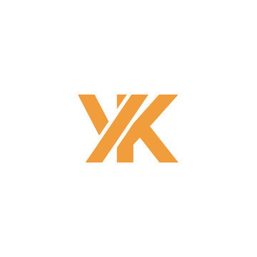 Modern orange yk monogram with geometric lines on white background, keywords: yk, monogram