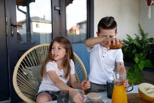 family spending time on the terrace