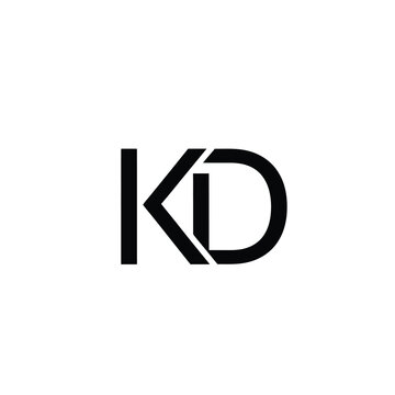 Clean black geometric 'kd' monogram with sharp angles, isolated on a white background.keywords