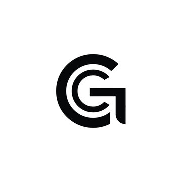 Black letter g monogram on white background