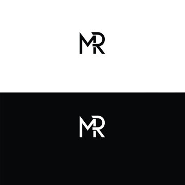 Mr monogram in black and white on contrasting backgrounds keywords: mr, monogram, letters