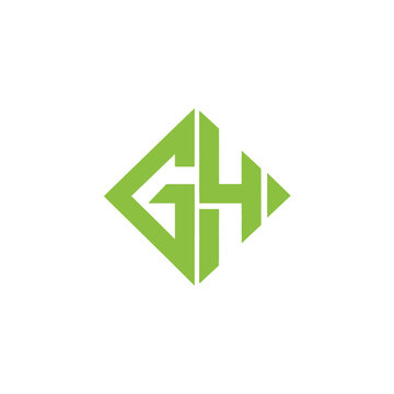 Green diamond shape with gh letters geometric monogram
