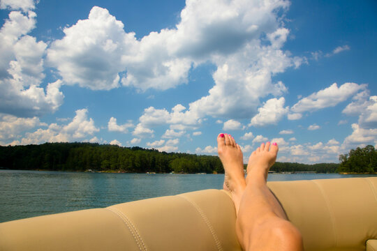 Feet up on a boat