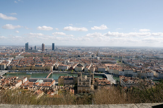 View of Lyon on a sunny day in the spring 