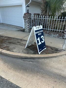 mile 13 marker during a marathon Road race