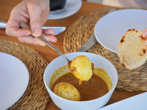 Delicious Breakfast of Egg Curry at Hotel in Sri Lanka