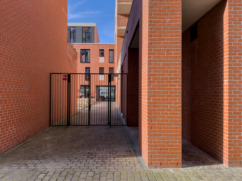 brick facade and alley