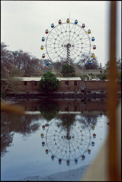 Ferris wheel in an old amusement park