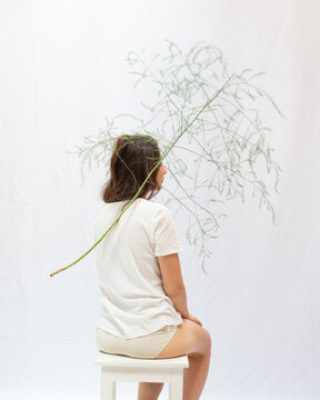 Portrait of woman with asparagus 2
