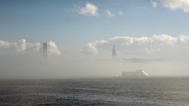 Ferry on Foggy Tagus