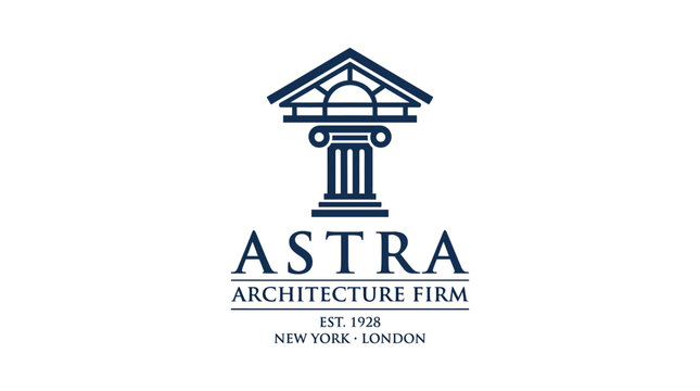 Architectural firm logo with classical column and building facade