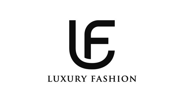Modern vector logo design for luxury fashion brand with stylized LF monogram and text.