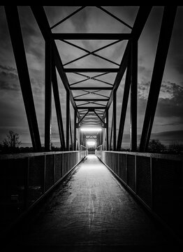 Overpass with lights at dusk