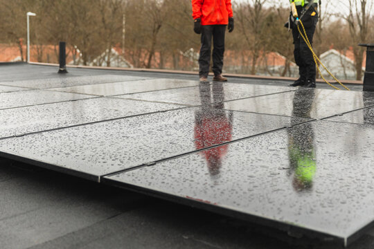 Solar Panel Array Inspection on Wet Roof