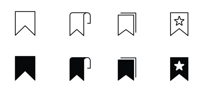 Bookmark Line Icon Vector Essential UI Web Interface Design Element