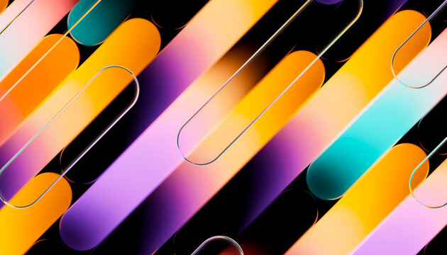 Abstract Colorful Diagonal Gradient Bars With Glass Highlights 