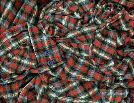 Closeup of a textured tartan patterned shirt