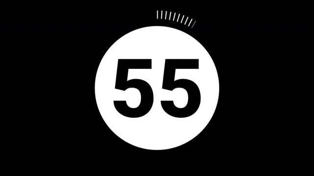 60 second countdown with circle animation, 60 to 0 animation countdown. 4K video
